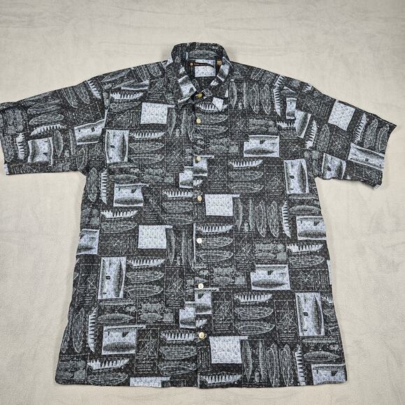 Tori Richard Hawaiian Shirt Men Small Sailing Boating Cotton Lawn Black Nautical - Picture 2 of 9